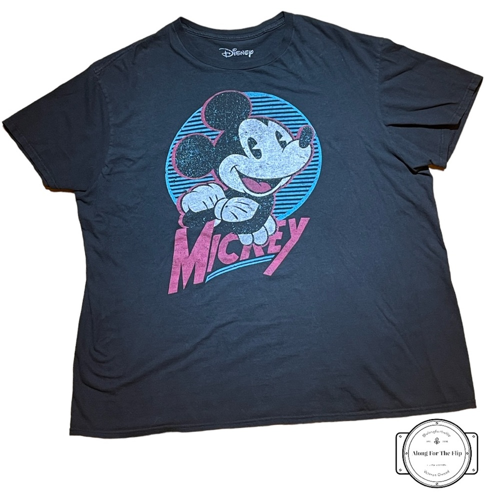 Official Disney Mickey Mouse Black 100% Cotton T-shirt by Mad Engine